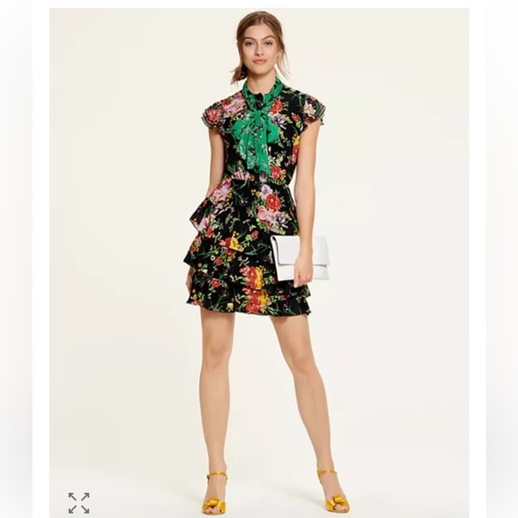 Alice + Olivia Dresses & Skirts - Alice & Olivia Lessie Tie Neck blooming bouquet floral mini dress